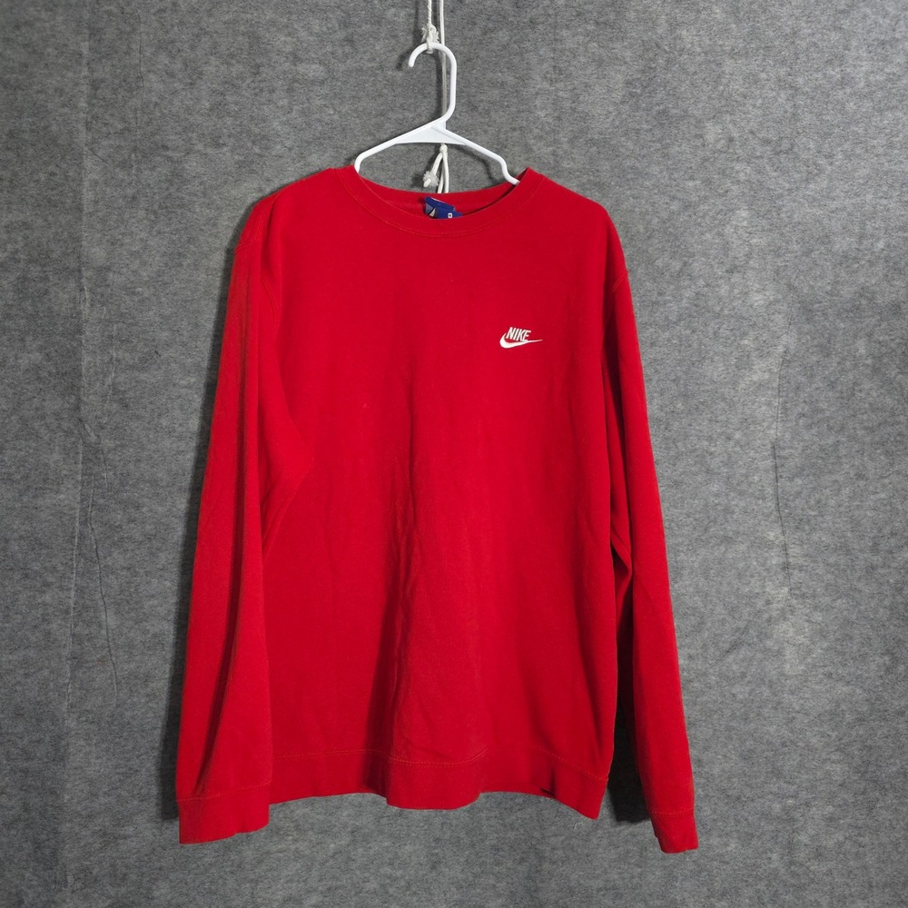 Nike Sweatshirt Mens XL Red Pullover Fleece Crew Neck Futura Logo Embroidered